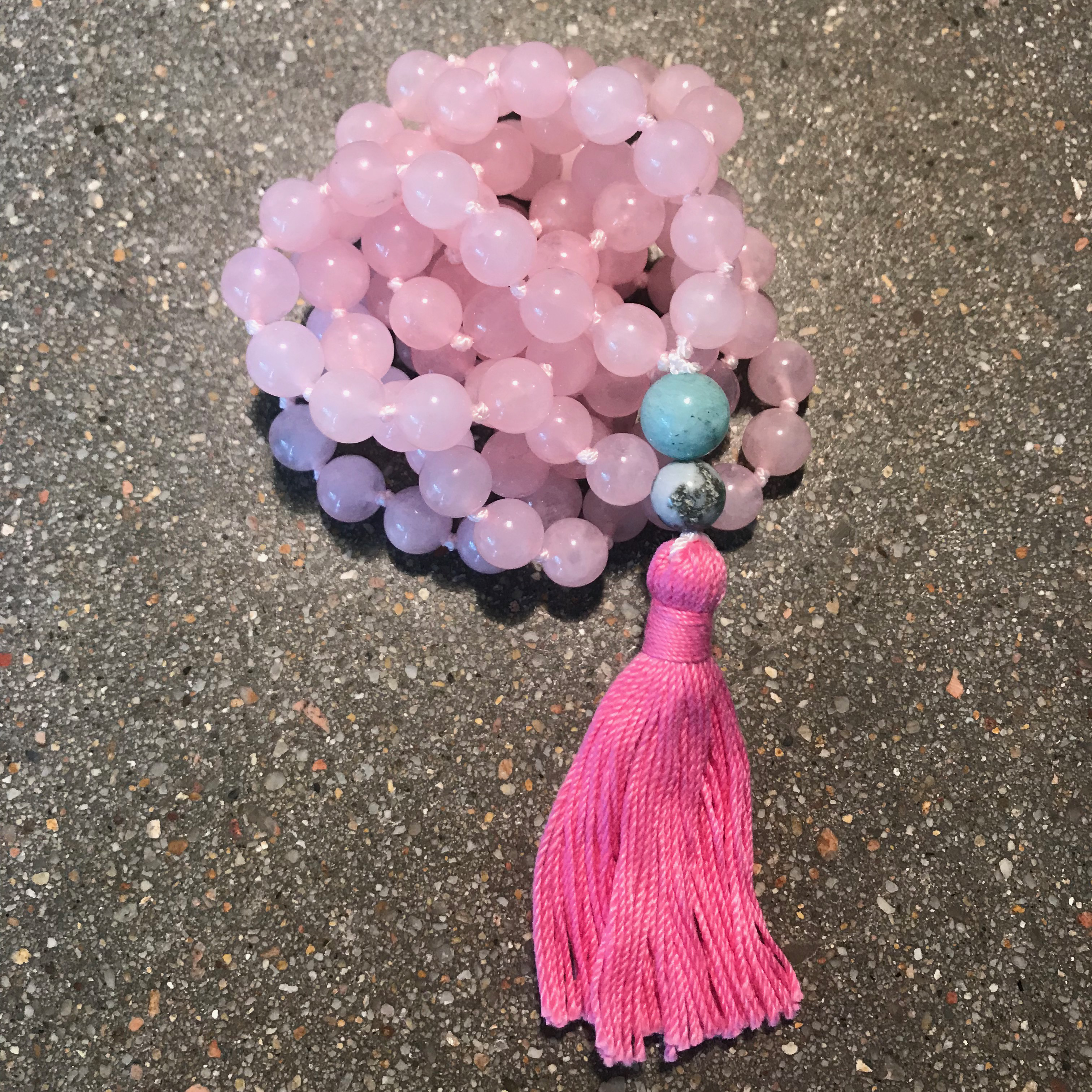 rose quartz mala for unconditional love